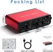 USB-C Audio Interface 24Bit/192kHz-Recording Podcasting & Streaming, 48V Phantom