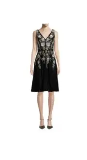 Aidan Mattox Floral Sequin Embroidered Velvet Black Dress Size 12