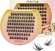 Mayhug Lash Clusters Manga Lashes 88Pcs Eyelash D Curl Wispy DIY Lash Extensions at Home (Sparky, 14mm)