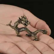 Solid Brass China's Dragon Keychain Pendant Figurine Small Statue Home Ornament