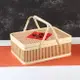 竹編年貨臘腸手提籃竹簍竹籃子竹筐大閘蟹禮盒竹籃帶蓋粽子包裝盒