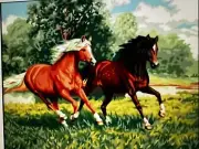 Printed needlepoint Tapestry Horses Canvas Only 50x60 Cm Rto