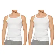 Holeproof 2 Pack All Season Waffle Knit Mens Singlet Tank Top Undergarment Vest