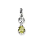 Sterling Silver Lemon Quartz Pear Twisted Pendant