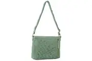 Pierre Cardin Woven Women's Embossed Leather Tote Bag w Back Zip Pocket Green