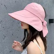 [Ling88] Sun Hat Summer Women Ponytail Visor Wide Brim Uv Protection Bow Beach Hat Yellow Ladies Sunhat Ladies Hats Foldable Sun Hat Big Brim Hat-5