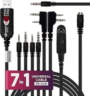 MIRKIT FTDI USB Programming Cable, 7-in-1, Compatible with Baofeng UV-5R, UV-82, BF888S, UV-9R, BF-F8HP, Kenwood, Wouxun, Btech, 4ft Cable, for Radio Amateur