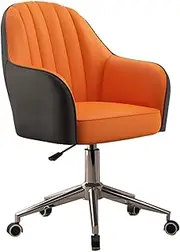 Generic Chairs,Home Office Chair Armchair Upholstered Swivel Vanity Chair with Back and Metal Base Rolling Chair/Orange/42-52Cm