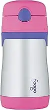 Thermos Foogo Stainless Steel Vacuum Insulated Straw Bottle, Pink, 290ml