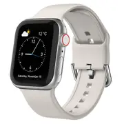For Apple Watch Series 8,45-mm Case,Pin Buckle Silicone Watch Band,Starlight