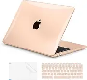 EooCoo Hard Case Compatible with MacBook Air 13 inch 2022 2021-2018 M1 A2337 A2179 A1932 with Retina Display, Air 13.3 inch Case + Keyboard Skin Cover + Screen Protector, Peach Pink