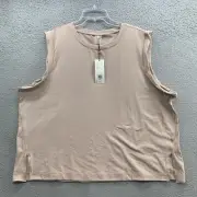 Calia Women’s Sandstone Heather Crew Neck Rolled Muscle Sleeve Tank Top Size 3X