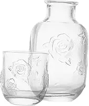 VINTORKY Spring Floral Glass Cup and Pot Set Vintage Design for Tea Parties Home Bar
