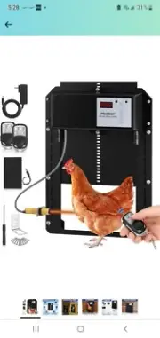 Huabor Automatic Chicken Coop Door, Automatic Chicken Door with Timer & Light...
