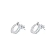 14mm Double Open Circle Stud Earrings with Cubic Zirconia in Sterling Silver