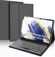 Keyboard Case for Galaxy Tab A8 10.5 Inch 2022, Slim Smart Folio Case with 7 Colors Backlit & Magnetic Detachable Wireless Keyboard for Samsung Galaxy Tab A8 10.5 (SM-X200/X205/X207), Grey