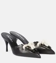 [Prada] Prada Logo leather mules AU 5 black