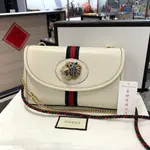 GUCCI 570145 白色全皮藍紅藍虎頭金釦兩用包 斜背包 (XB8831)