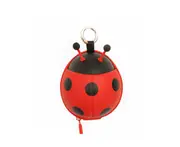 Lovely Ladybug Pocket Key Bag Cartoon Mushroom Pull-Out Card Bag - Red