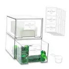 4 Pack Laundry Room Organization Storage Drawers with Labels, Clear Stackable