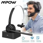 Mpow Noise Cancelling Bluetooth Headset Wireless Headphone MIC w/ Charging Base