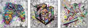 Graffiti Wall Art Hypebeast Wall Decor Canvas Painting Banksy Pop Art Ready to Hang 12x12 Inch 3 Pieces