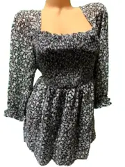Torrid black & white chiffon smock stretc blouse - size 2 (18/20 or 2X) NWT plus