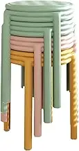4 Pcs Plastic Stools, Modern Simple Home Dining Room Furniture Stackable Round Stools Chairs for Dinning, Kitchen, Home, Garden, Living Classroom,B