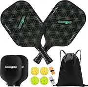 Ergonomicstar Pickleball Racket Set, Fibreglass Pickleball Racket with 4 Balls and Carry Bag, Paddle Protection, Lightweight Pick-up Racket for Beginners, Indoor and Outdoor Use