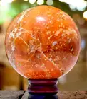 130MM Orange Limonite Crystal Healing Sphere Ochre Iron Oxide Gemstone Ball