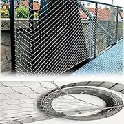 SXEVZOO 304 Stainless Steel Flexible Rope Balustrade Mesh Width 0.6/0.7/0.8/1m X-Type 2mm Wire Woven Net Anti-Theft Balcony Garden Safety Fence(1x30m)