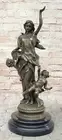 Bronze Greek Mythology Lore Nude Girl W/ Children Marble Base Sculpture Art Deco