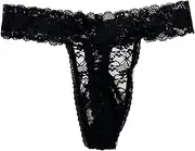 [BTREEFLO] Men's Lace Frilly Sissy Thong Panties G-string Bikini Briefs Sheer Mesh Underwear Sissy Pouch for Men, Black, Large