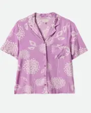 Brixton Bunker Garden Floral Boyfriend Camp Button Up Short Sleeve Shirt Sz M