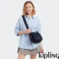 在飛比找Yahoo奇摩購物中心優惠-Kipling 沉穩藍三角花紋掀蓋多袋肩背包-LOREEN 