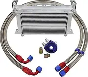 KANGYEBAIHUODIAN Fit for 19 Row 248mm AN10 Universal Engine Transmission Oil Cooler W/Bracket + Oil Filter Hose End Kit Fit for BMW VW Volvo (Color : Silver)