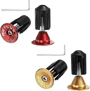 uxcell 2Pair Bike Handlebar End Plugs Aluminum Bar End Caps 16-21mm Adjustment Expanding Locking with Tool for MTB Road BMX Fixed Gear Bike, Red Gold