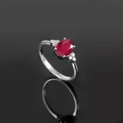 2Ct Oval Cut Natural Ruby Ring ,Red Ruby Engagement Ring, 925 Sterling Silver