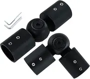 Window Corner Curtain Rod Connector Set of 2, Adjustable Curtains Rods Connector For Bay Windows Blinds With 3/4 inch Black Color