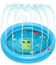 Splash Pad Play Mat Inflatable Childrens Wading Pool Sprinkler for Kids 68''