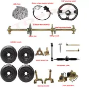 810mm DIY ATV Go Kart Quad Buggy Rear Axle Kit + 6" Wheels + Steering Assembly