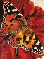 Butterfly Tile Backsplash Micheline Hadjis Art Ceramic Mural MHA055