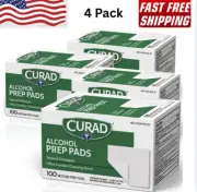 Curad Alcohol Prep Pads Swabs Wipes - 4Box 400 Counts Isopropyl Wipes Thick Pad