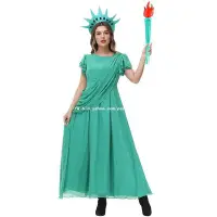 在飛比找Yahoo!奇摩拍賣優惠-【熱賣下殺價】 服裝 道具服裝 自由女神 綠色雪紡派對長裙 