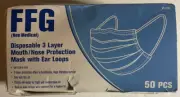 FFG Face Masks Disposable 3 Layer Non Medical Face Mask, One Size Fits All-50 PK