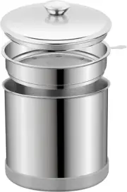 1.2L Bacon Grease Saver Container with Fine Mesh Strainer and Non-Slip Silicone,