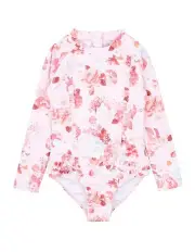 [Minihaha Swim] Phoebe Print Long Sleeve Sunsuit (3-10 Years) in Pink