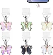 Butterfly Dust Plug Charm 6 Pack Type C/USB C Anti-Dust Plugs Charging Port Cover for Phone Compatible with Kindle Paperwhite Pendants Charms Accessories Gift for E-Reader Lover
