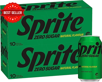 Sprite Zero Sugar Soft Drink 20x375mL Cans Refreshing No Sugar Soda Multipack