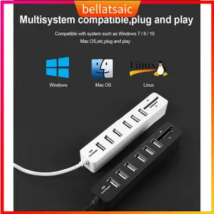6 Port USB HUB High Speed Splitter Adapter Cable SD/TF Card